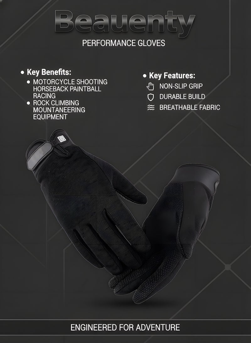 Beauenty Tactical Gloves Men's Full Finger Gloves Protective Equipment Gloves Sports Gloves Motorcycle Shooting Horseback Paintball Racing Rock Climbing Mountaineering Equipment (Black L) - Image 2