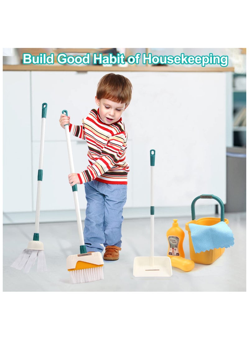 XiuWoo Kids Cleaning Set 12 Piece, Toy Cleaning Set Includes Broom, Dustpan, Mop, Brush, Spray, Scraper, Bucket, Sponge and More, Pretend Play Housekeeping Kit for Toddlers - Image 3