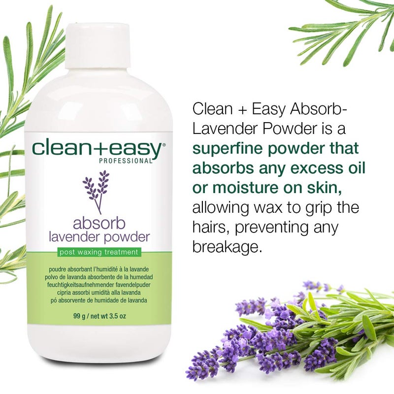 Clean + Easy Absorb Lavender Powder Pre Waxing Treatment | Moisture Absorbent Powder for Hair Removal, 3.5 oz - Image 3