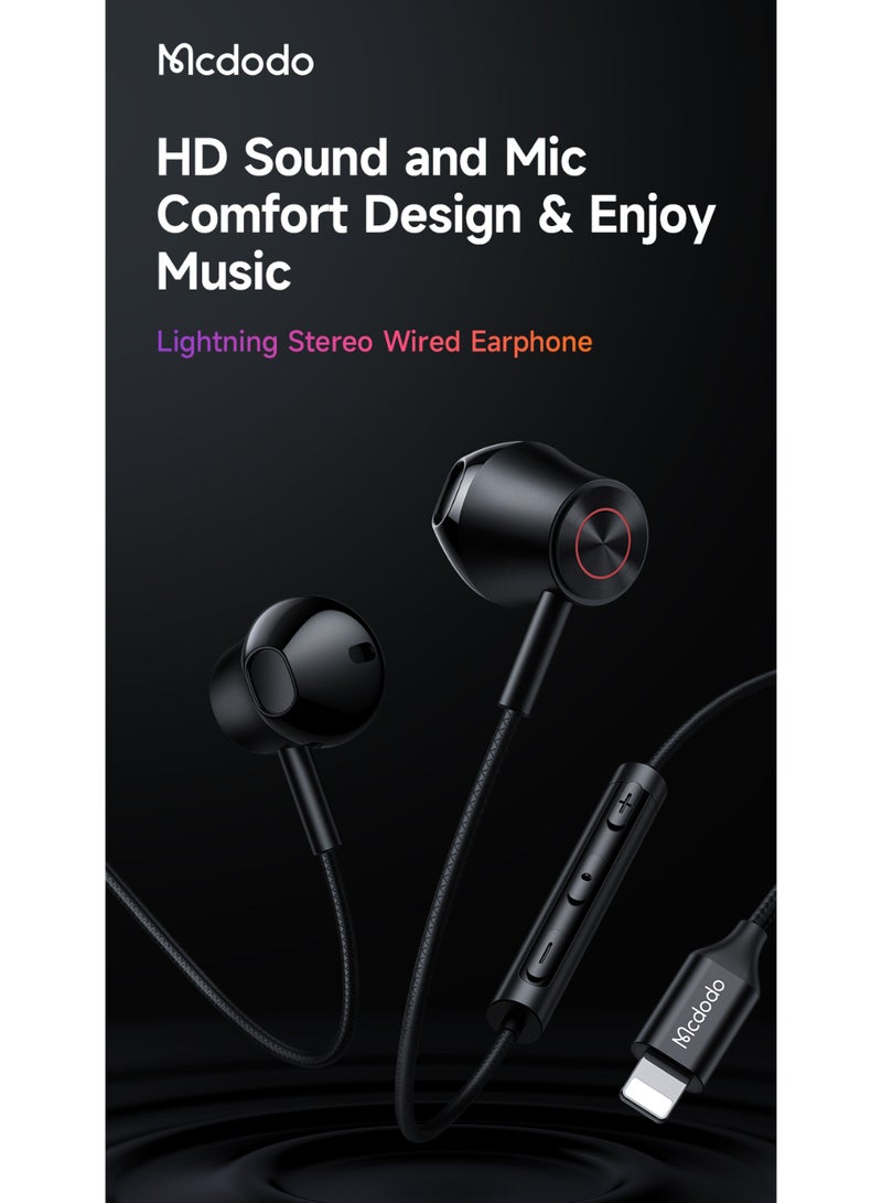 مكدودو Mcdodo سماعات أذن سلكية رقمية (Lightning) (مسطحة)، صوت عالي الدقة (Hi-Res Audio) - Image 2
