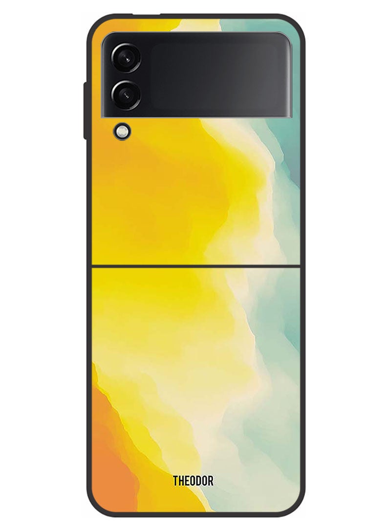 Theodor Protective Case Cover For Samsung Galaxy Z Flip 3 5G    Shades Of Blue Yellow Orange  - Image 1