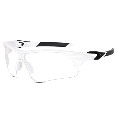 Dark Wost Sports Sunglasses for Men Women Youth Baseball Driving Fishing Cycling Mountain Bike Sunglasses UV400 Protection TAC Glasses (Frame White/Lens Clear) - Image 1