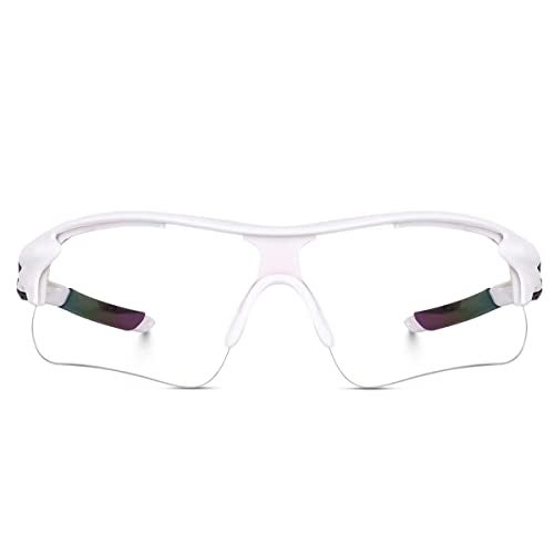 Dark Wost Sports Sunglasses for Men Women Youth Baseball Driving Fishing Cycling Mountain Bike Sunglasses UV400 Protection TAC Glasses (Frame White/Lens Clear) - Image 2