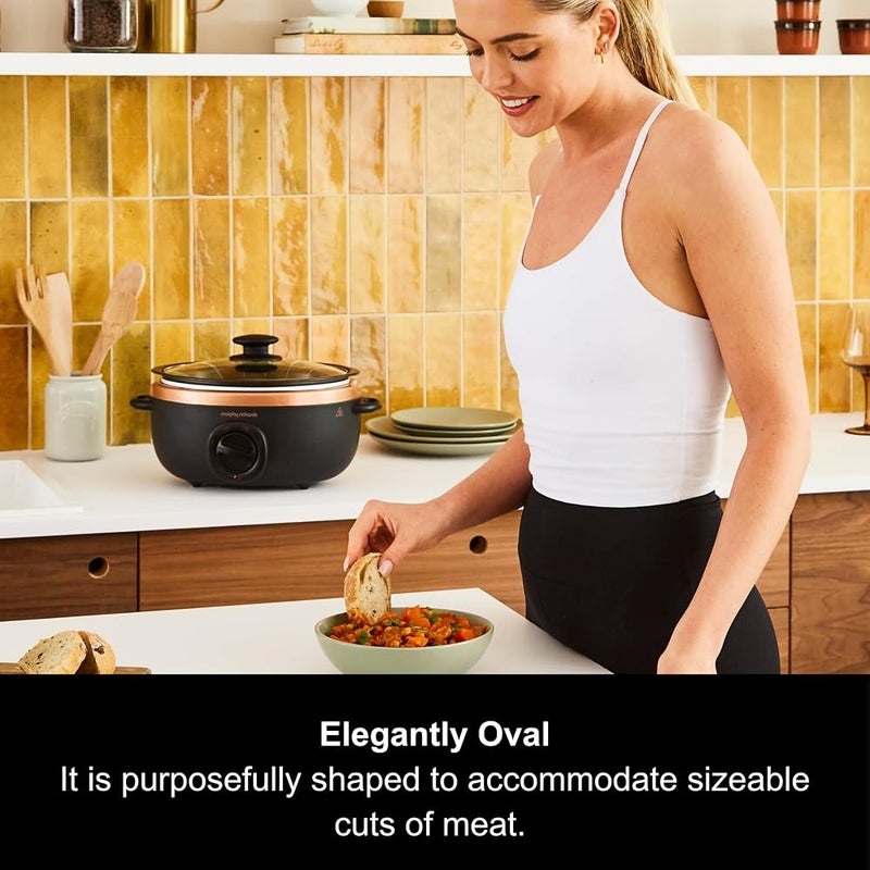 Morphy Richards 460016 Sear and Stew Slow Cooker, Glass, 163 W, 3.5 liters, Black & Rose Gold - Image 5
