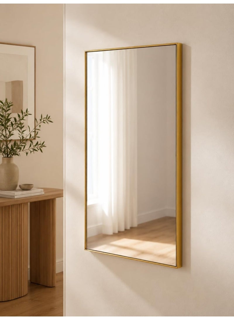 مرآة حائط مستطيلة مقاس 41 × 71 سم، بإطار PVC ذهبي، مرآة ديكور عصرية مثبتة على الحائط مقاس 40 × 70 سم لغرفة النوم، الحمام، غرفة المعيشة، الممر، غرفة تبديل الملابس وطاولة الزينة DK - Image 5