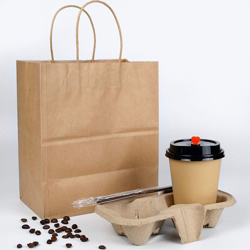 Lainrrew 25 Pcs 2 Cups Biodegradable Drink Carriers, Compostable Drink Carry Trays Cup Holders for Hot & Cold Drinks, Durable Molded Coffee Carry Tray for Food Delivery Service - Image 5