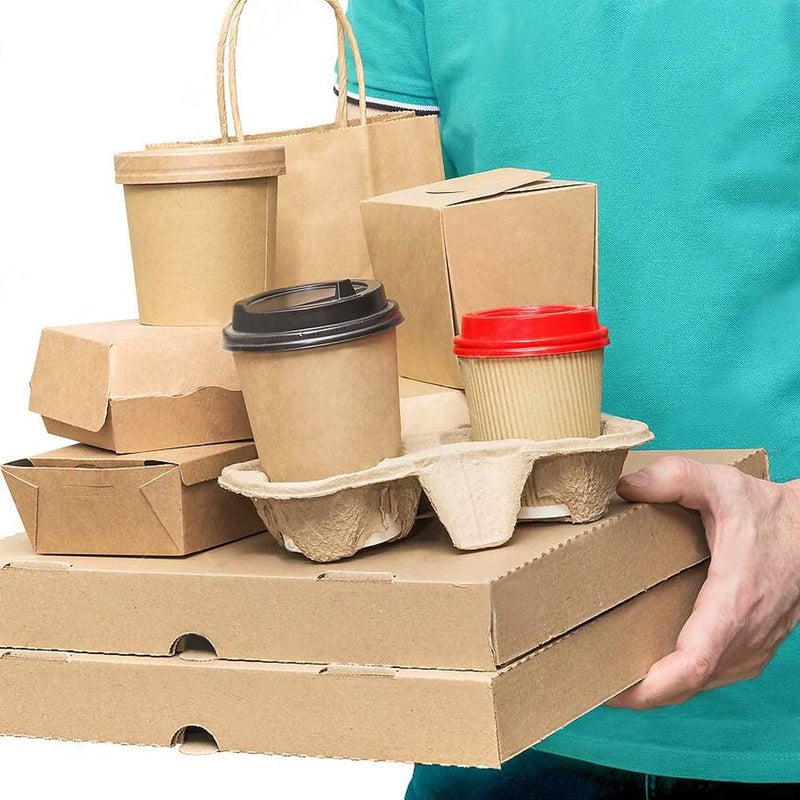 Lainrrew 25 Pcs 2 Cups Biodegradable Drink Carriers, Compostable Drink Carry Trays Cup Holders for Hot & Cold Drinks, Durable Molded Coffee Carry Tray for Food Delivery Service - Image 4