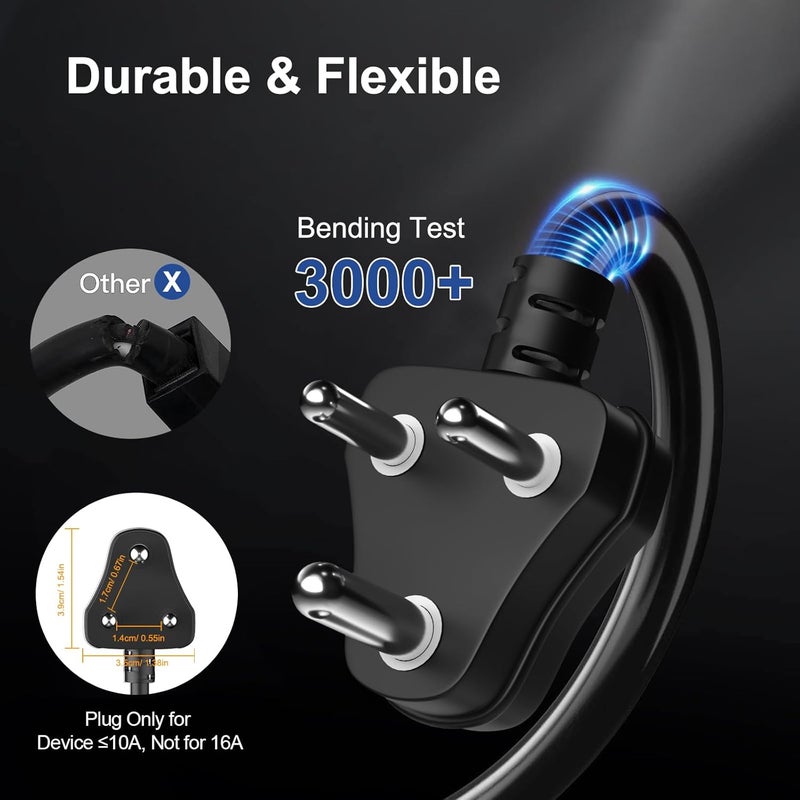 Hoteon Extension Board with 10 Meters Heavy Duty Long Wire Cord Single Outlet Socket 2500W 10A Expandable Electric Extension 3 Pins Extension Cord for Indoor Outdoor Use 10M Black1PCS - Image 3