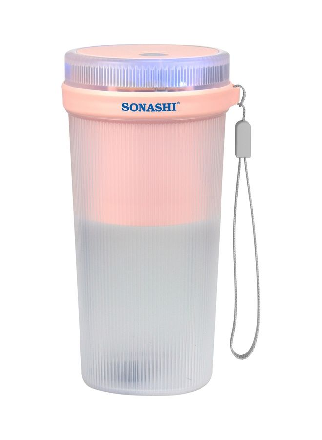 SONASHI Rechargeable Portable Blender | 4 Stainless Steel Sharp Blades - Perfect for Juices, Smoothies, Milkshakes| LED Light Indicator, Easy Clean and Carry Grey/Pink 350ml - Image 1