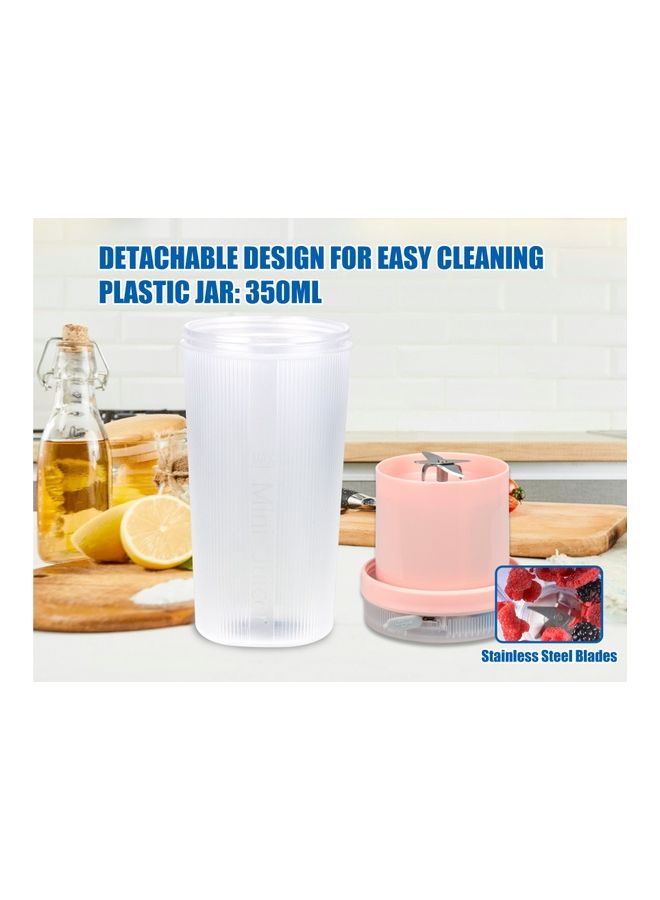 SONASHI Rechargeable Portable Blender | 4 Stainless Steel Sharp Blades - Perfect for Juices, Smoothies, Milkshakes| LED Light Indicator, Easy Clean and Carry Grey/Pink 350ml - Image 4