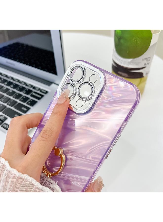 S-TOP Case For iPhone 16 Pro Max Plating Glitter Texture Ring Holder TPU Phone Case with Lens Film - Image 5