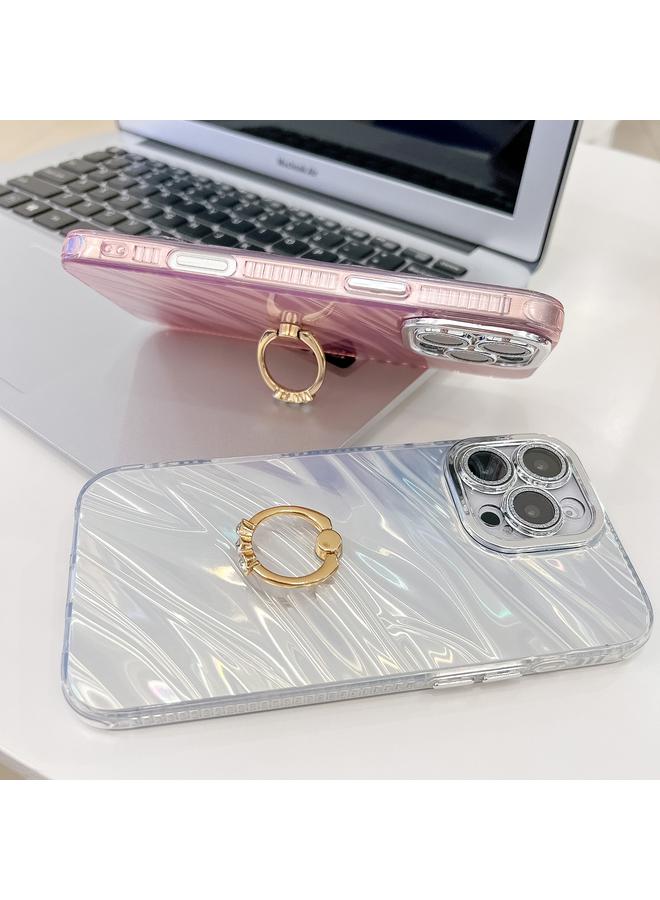S-TOP Case For iPhone 16 Pro Max Plating Glitter Texture Ring Holder TPU Phone Case with Lens Film - Image 3