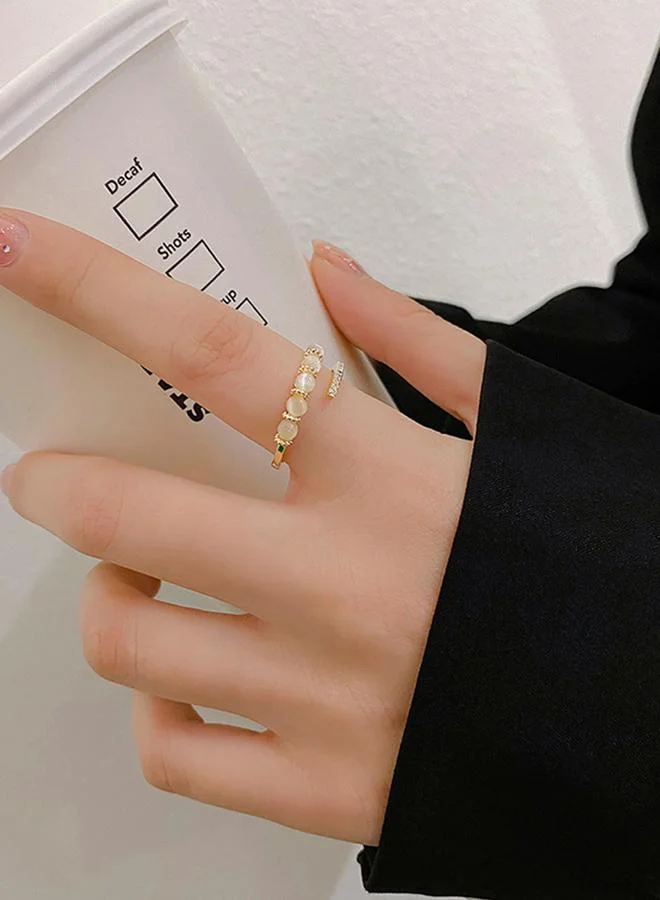 Gold Tone Embellished Open Ring
