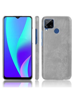 HuHa Case Cover For Realme C15 Shockproof Litchi Texture PC + PU Case Gray 