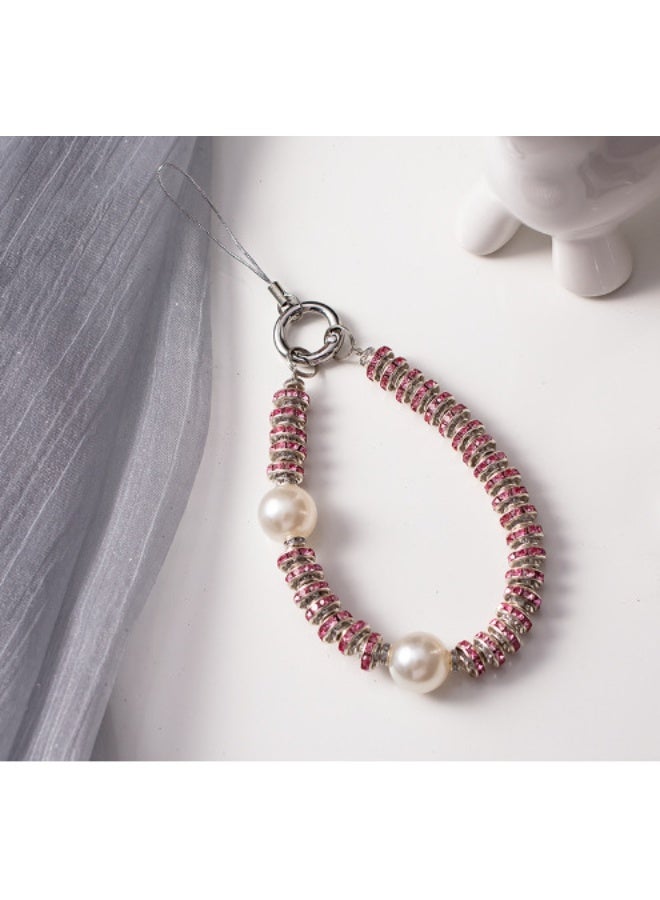 NIBEMINENT Super Cute Beaded Phone Charm – Trendy Phone Chain Wrist Strap, Shining Beads Chain Lanyard for Cell Phone