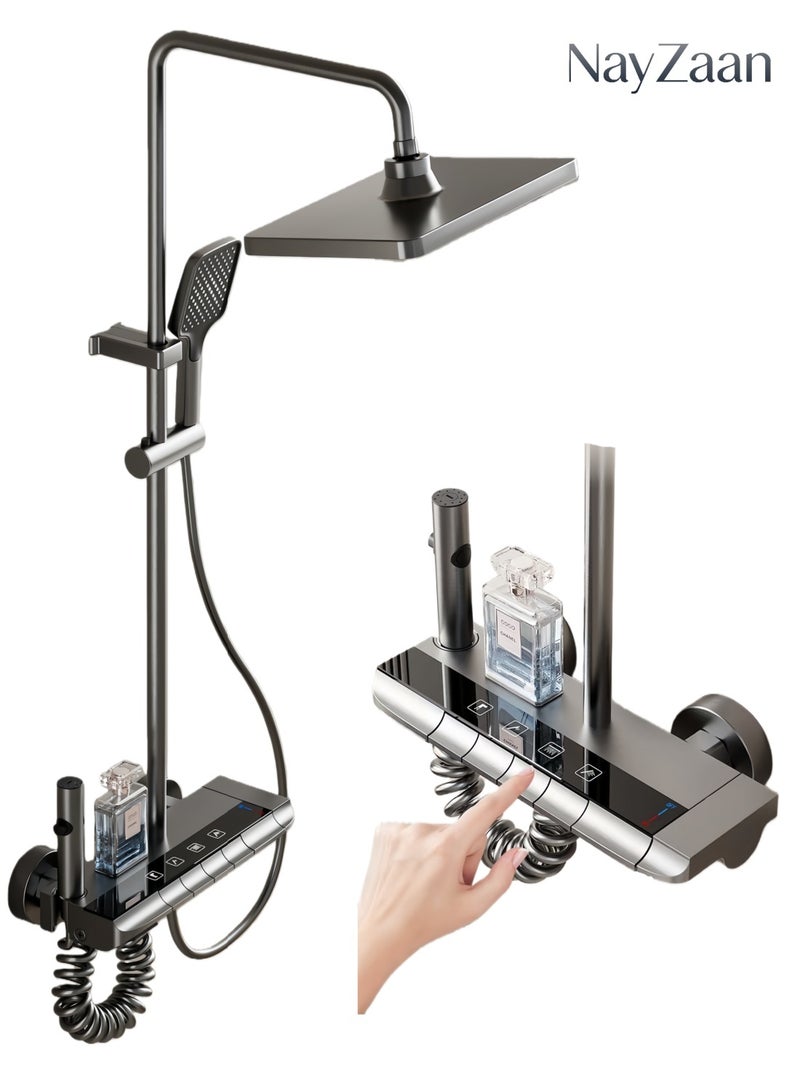 NayZaan 4-Function Bathroom Shower Faucet Set,Rainfall Shower Combo, Pull-Out Spray Gun, Tap & Tub Spout, Height-Adjustable Riser Bar, Wall Mounted - Image 1