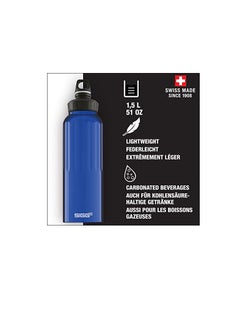 Sigg Wmb Traveller Dark Blue Water Bottle (1.5 L), Pollutant-Free And Leak-Proof Metal Bottle, Lightweight Aluminium Bottle For Sports  - Image 3