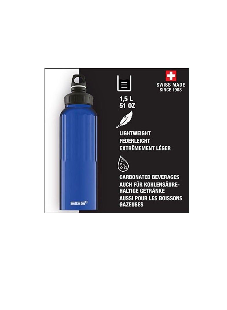 سيج زجاجة ماء SIGG WMB Traveller باللون الأزرق الداكن (1.5 لتر)، خالية من الملوثات ومانعة للتسرب، زجاجة معدنية خفيفة من الألومنيوم للرياضة" - Image 3