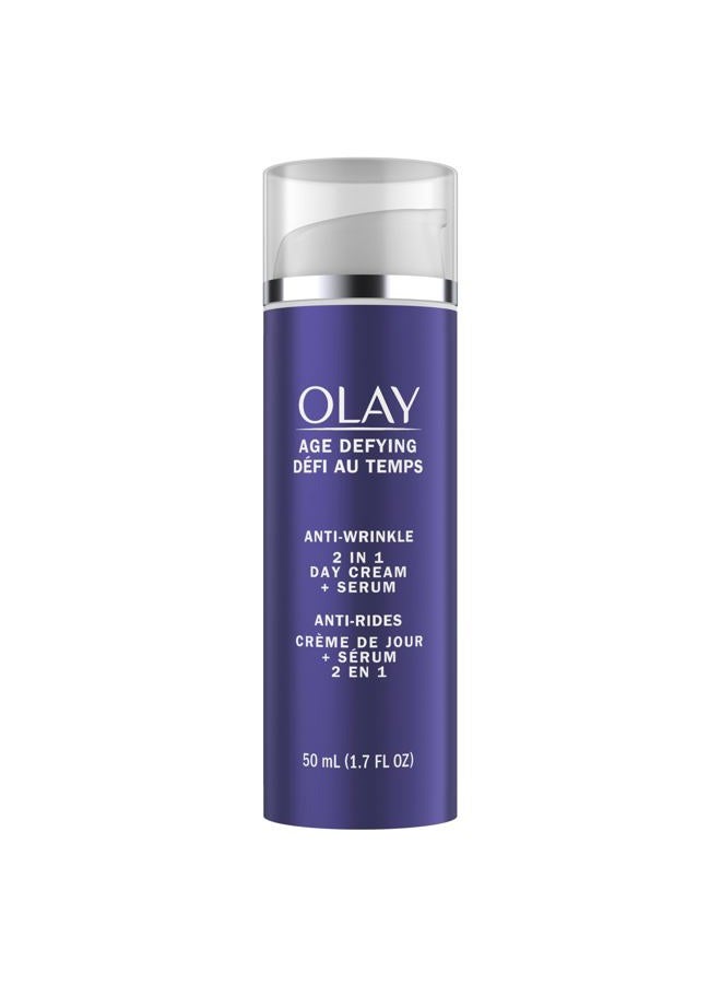 Olay Face Serum by Age Defying Anti-Wrinkle 2-in-1 Day Cream Plus Face Serum, Aloe Vera, 1.7 Fl Oz - Image 3