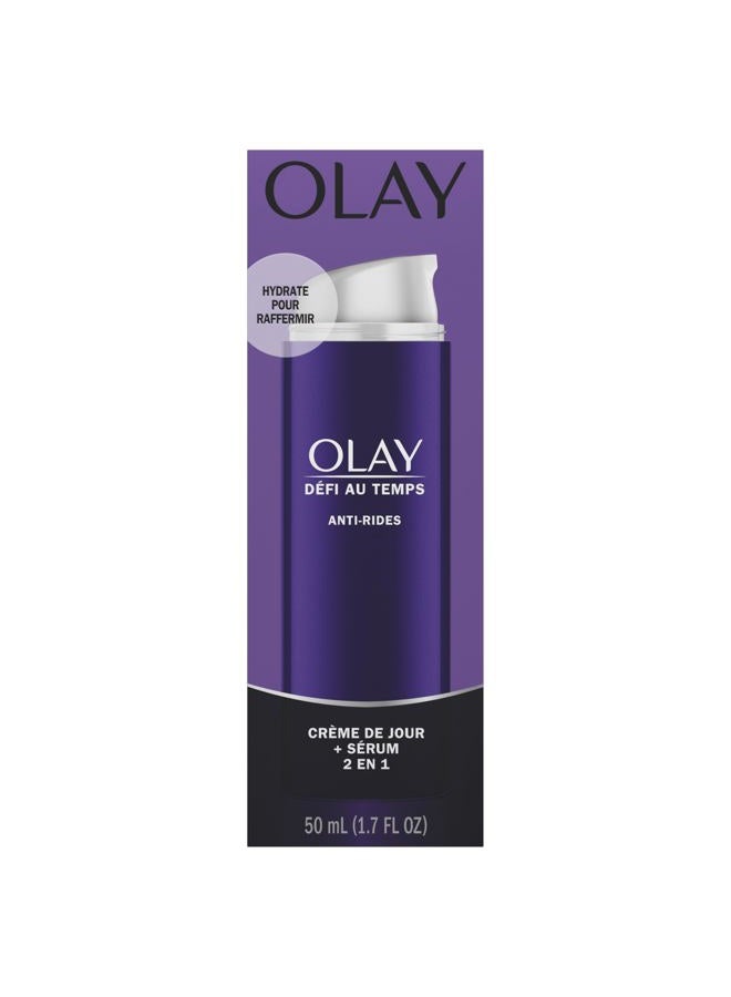 Olay Face Serum by Age Defying Anti-Wrinkle 2-in-1 Day Cream Plus Face Serum, Aloe Vera, 1.7 Fl Oz - Image 2