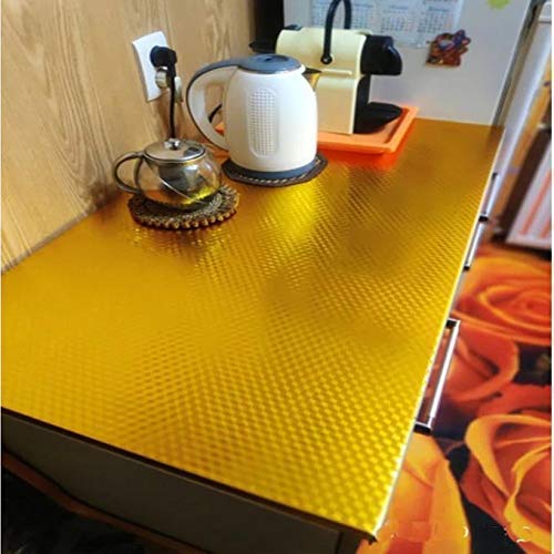 LOMESH 3 Meter Oil Proof Waterproof Aluminium Foil Stickers Kitchen Backsplash Wallpaper SelfAdhesive Wall Sticker AntiMold and Heat Resistant for Walls Cabinets Drawers and Shelves Golden Color - Image 2