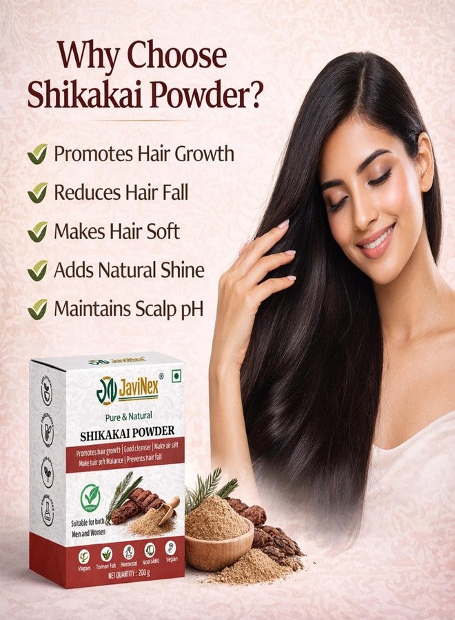 Javinex Organic Shikakai Powder for Hair Growth and Dandruff Control - Pure Natural Ayurvedic Cleanser for Men Women, 200 g - Image 3