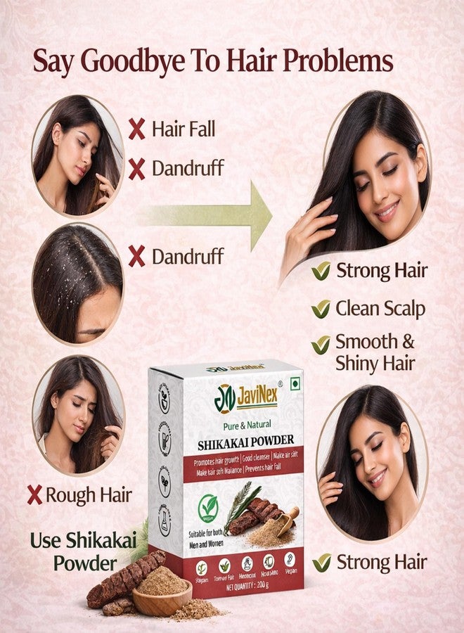 Javinex Organic Shikakai Powder for Hair Growth and Dandruff Control - Pure Natural Ayurvedic Cleanser for Men Women, 200 g - Image 4