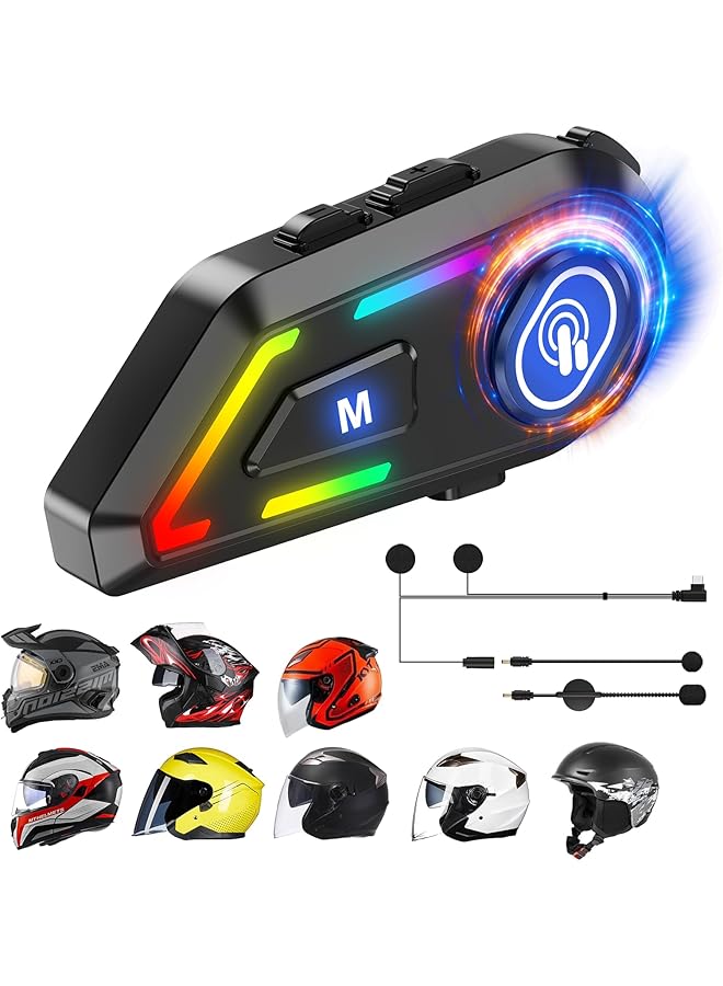 NALACAL C5 Motorcycle Helmet Bluetooth Headset – Dual Mic Helmet Speakers With Ipx5 Waterproof, Noise Cancellation, Hands-Free Call, Music & Siri Wake – Connects To 2 Phones – Great For Riding & Commuting  - Image 1