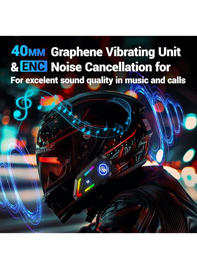 NALACAL C5 Motorcycle Helmet Bluetooth Headset – Dual Mic Helmet Speakers With Ipx5 Waterproof, Noise Cancellation, Hands-Free Call, Music & Siri Wake – Connects To 2 Phones – Great For Riding & Commuting  - Image 2