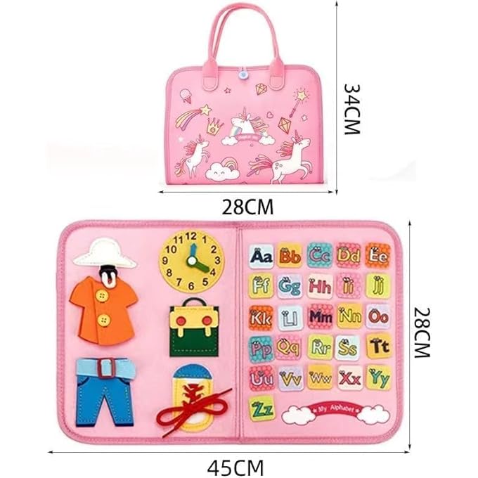 TODDLERS BUSY BOARD MONTESSORI TOYS EDUCATIONAL ACTIVITY DEVELOPING SENSORY BOARD FINE BASIC DRESS MOTOR SKILLS SENSORY TOYS FOR BOYS&GIRLS PRESCHOOL TODDLER ACTIVITIES TRAVEL TOYS (PINK) - Image 5