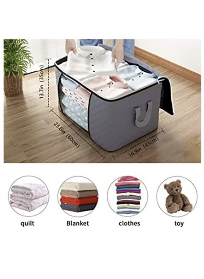 5 large storage bags, clothes storage box, foldable closet organizer storage container with durable handle, thick fabric, suitable for blankets quilts clothes bedding 90L.