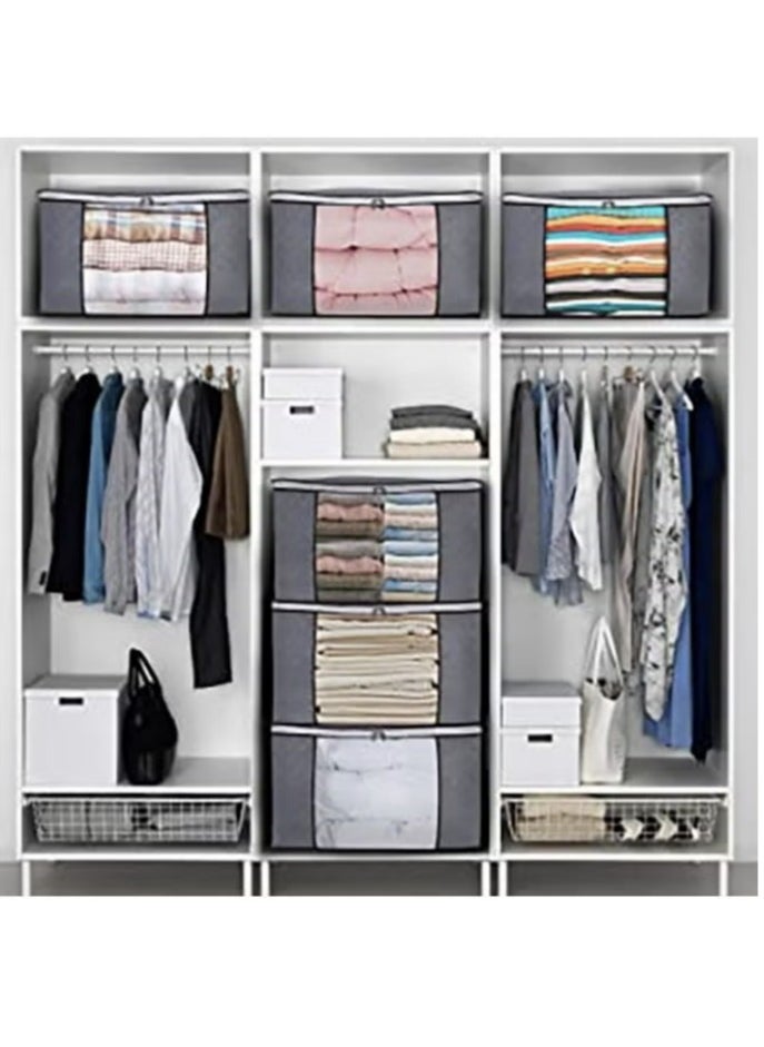 5 large storage bags, clothes storage box, foldable closet organizer storage container with durable handle, thick fabric, suitable for blankets quilts clothes bedding 90L.