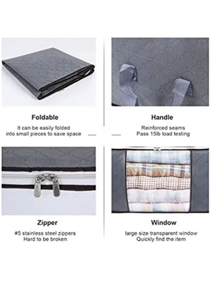 5 large storage bags, clothes storage box, foldable closet organizer storage container with durable handle, thick fabric, suitable for blankets quilts clothes bedding 90L.