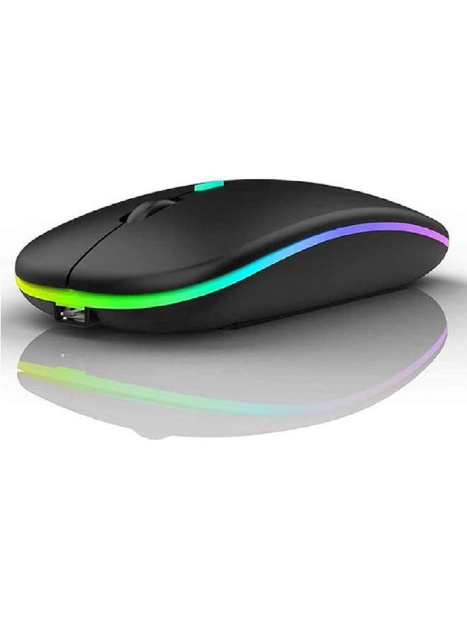 2.4GHz Dual Mode Wireless Charging Mouse with USB Receiver Silent Portable Slim RGB Lights Compatible with Laptop and Desktop PC Silver - Image 3