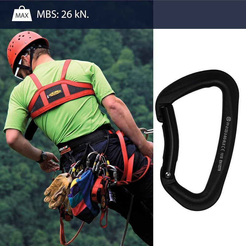 FUSION Climb Vapor III Military Tactical Matte Edition Aluminum Straight Gate Key Nose Modified D Carabiner Black, Hunting Carabiner (FP-8122-3ST-BLK) - Image 5