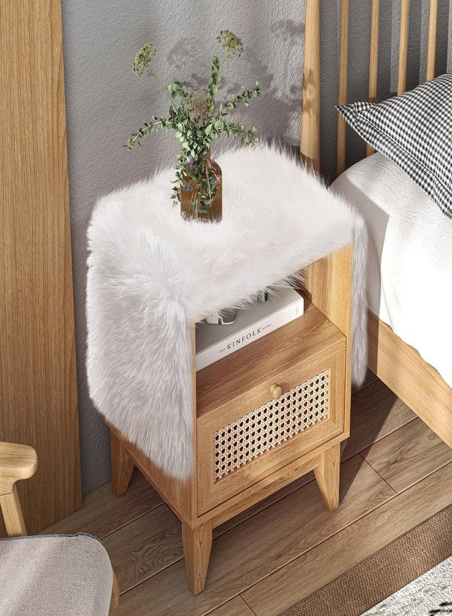 CottonFry مفرش طاولة قطني مزخرف من الفرو - مفرش طاولة فاخر وعصري مستطيل الشكل مناسب للمطبخ وغرفة المعيشة (أبيض، 16 × 26) - Image 2