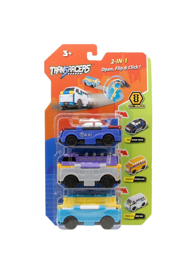 TRANSRACERS Transracers 3Pcs Blister Card Pack Of City Vehicles Assorted  - Image 1
