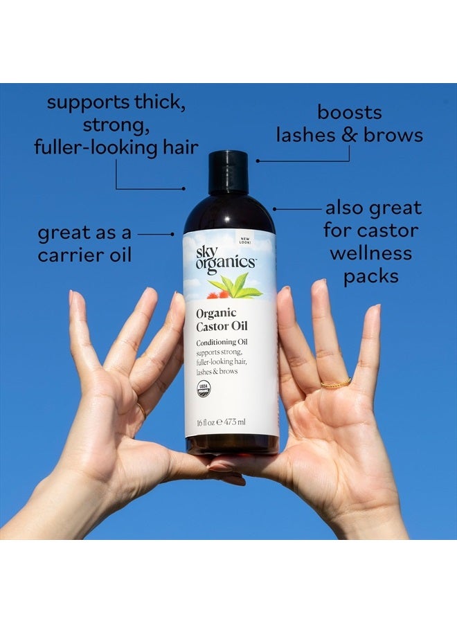 Sky Organics Castor Oil (2x16oz) USDA Organic Cold-Pressed Unrefined100% Pure Hexane-Free Castor Oil Conditioning & Healing For Dry Skin, Hair Growth for Eyelashes & Eyebrows -Use with Castor Oil Pack - Image 2
