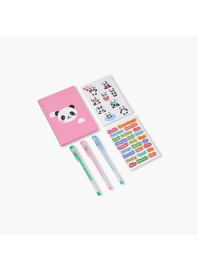LIFESTYLE Stationery Set-Panda Print-Includes Notebook. Stickers & Pens-- (Paper) Blue&Pink \ 22X21X1.8 - Image 2