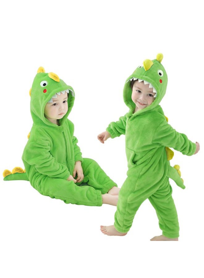 LOLANTA Boys' Girls' Costume Dinosaur One-piece Pajamas Soft Animal Jumpsuit for Kids Birthday Gift (Dark green, 4-6 Years), Dark Green, 4-6 Years - Image 1