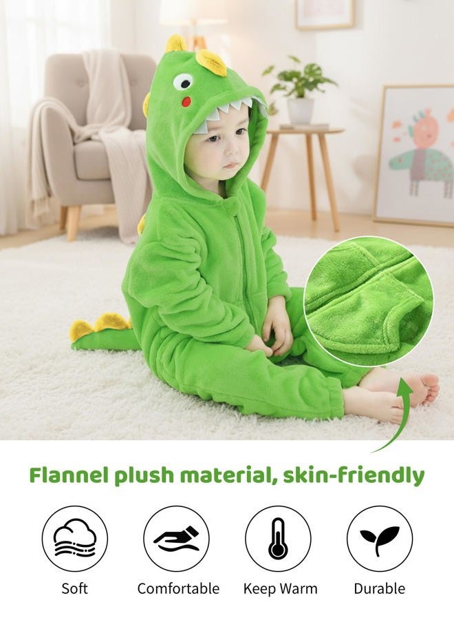 LOLANTA Boys' Girls' Costume Dinosaur One-piece Pajamas Soft Animal Jumpsuit for Kids Birthday Gift (Dark green, 4-6 Years), Dark Green, 4-6 Years - Image 4