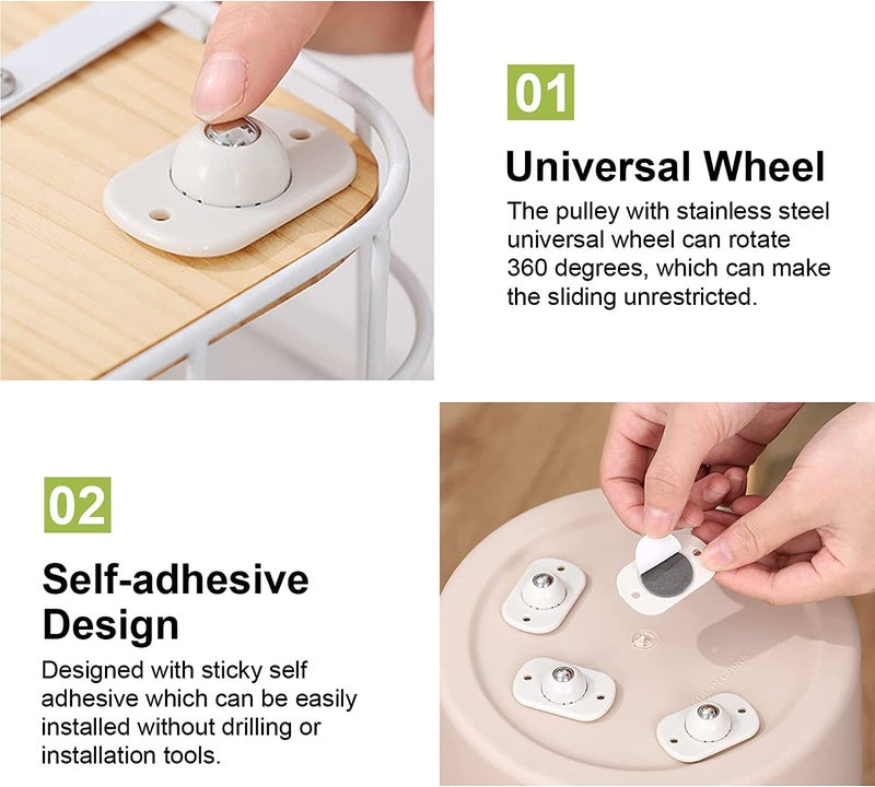 KRIVETY Casters Wheels DIY Mini Swivel Caster Wheels SelfAdhesive Cute Plastic Casters Wheels 360 Rotating Moving Pulley for Moving Carton Storage Boxes Trash Can Pack of 12 - Image 4