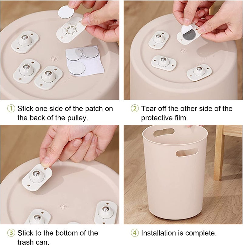 KRIVETY Casters Wheels DIY Mini Swivel Caster Wheels SelfAdhesive Cute Plastic Casters Wheels 360 Rotating Moving Pulley for Moving Carton Storage Boxes Trash Can Pack of 12 - Image 5