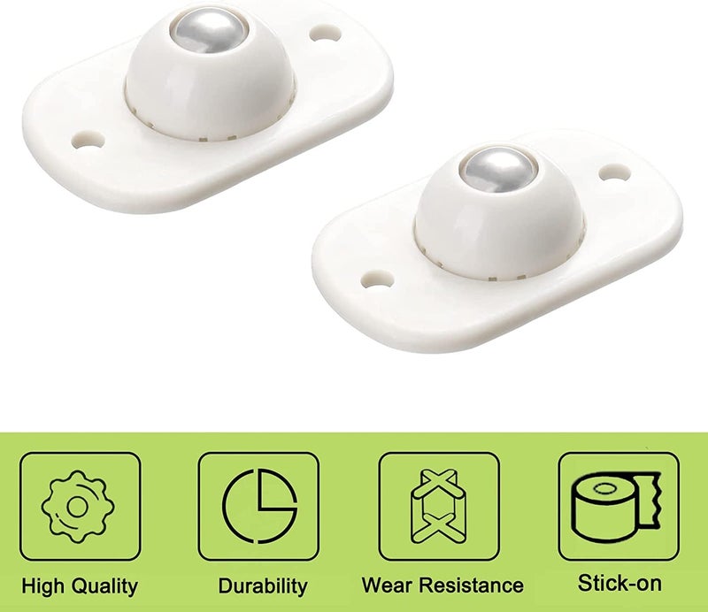 KRIVETY Casters Wheels DIY Mini Swivel Caster Wheels SelfAdhesive Cute Plastic Casters Wheels 360 Rotating Moving Pulley for Moving Carton Storage Boxes Trash Can Pack of 12 - Image 3