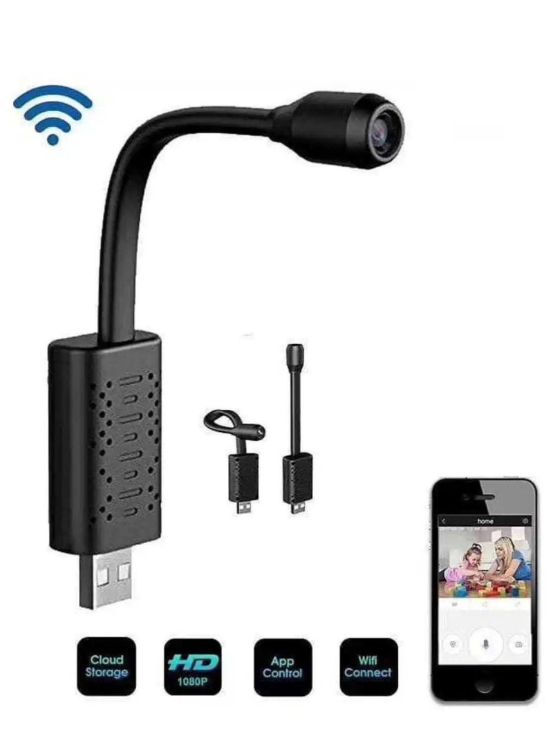 Generic Wi-Fi Wireless Hd 1080p Small Security Indoor USB Plug Camera  Watch Live In Phone App V380 Pro Motion Detection Work 24Hours With Power- Flexible Camera  - Image 1