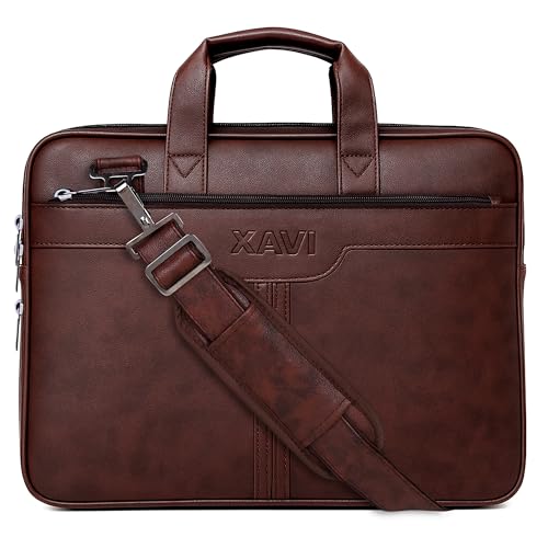 XaVi Messenger Bag - Laptop Bag for Men | PU Leather Expandable Office Bag for Men | Shoulder Bag for Laptop or Tablet | Sleek, Durable | Supports Laptop Up-to 15.6 inches (Tan) (Tan) - Image 1