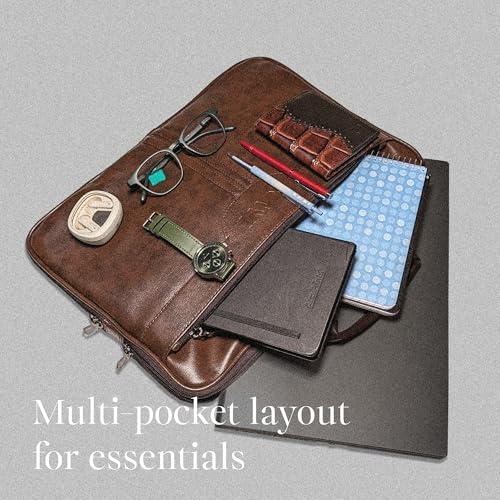 XaVi Messenger Bag - Laptop Bag for Men | PU Leather Expandable Office Bag for Men | Shoulder Bag for Laptop or Tablet | Sleek, Durable | Supports Laptop Up-to 15.6 inches (Tan) (Tan) - Image 5