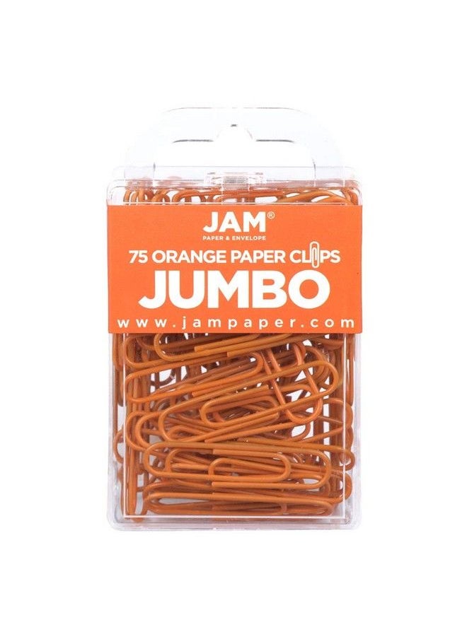 JAM Paper Colorful Jumbo Paper Clips Large 2 Inch Orange Paperclips 75 Pack  - Image 1