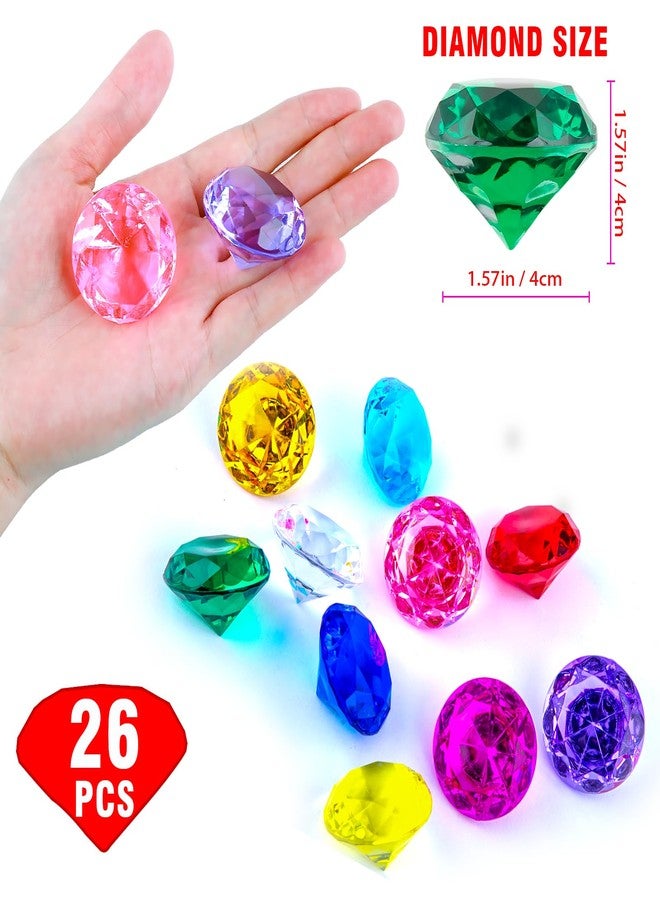 Niceup 26PCS Fake Emeralds Green Gemstones Plastic Acrylic Diamond Gems Toys Big 1.5in Kid Diving Gem Pool Toy Party Decorations Crafts - Image 3