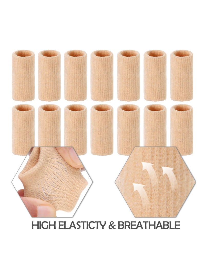 KASTWAVE Finger Sleeves 10PCS Thumb Splint Brace for Triggger Finger Support Breathable Elastic Finger Tape Compression Pression Protector for Reliving Pain Compression Aid for Sports Beige - Image 2